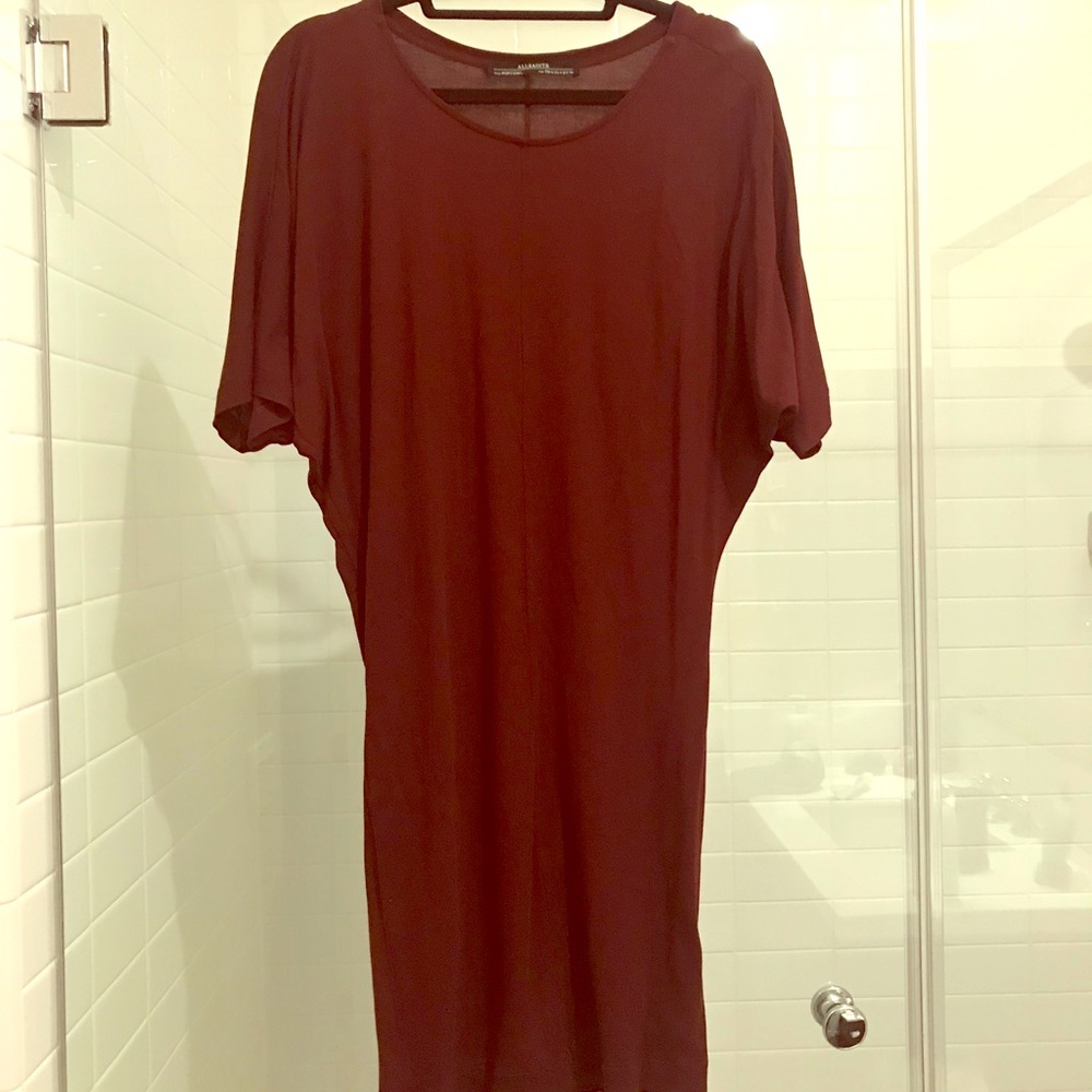 All Saints Wine bat wing dress